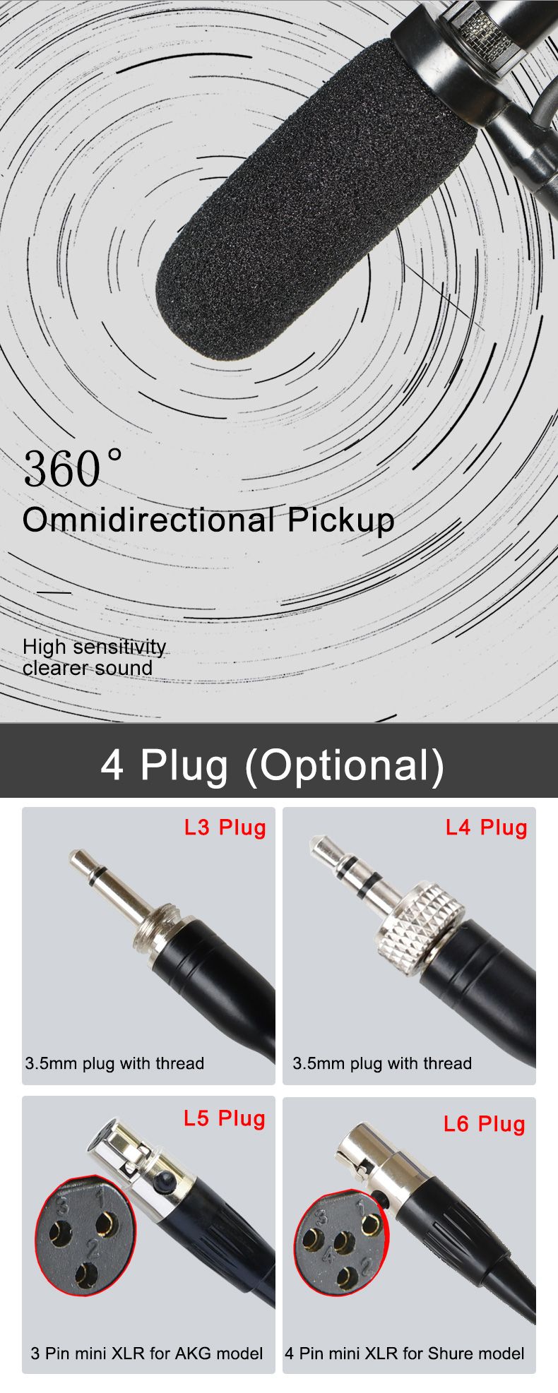 Miniaturowy saksofon 3-stykowy 4-stykowy XLR 3,5 mm wtyk mikrofon do instrumentów muzycznych dookólny mikrofon do saksofonu pudełko plastikowe IM-20_voghion.com