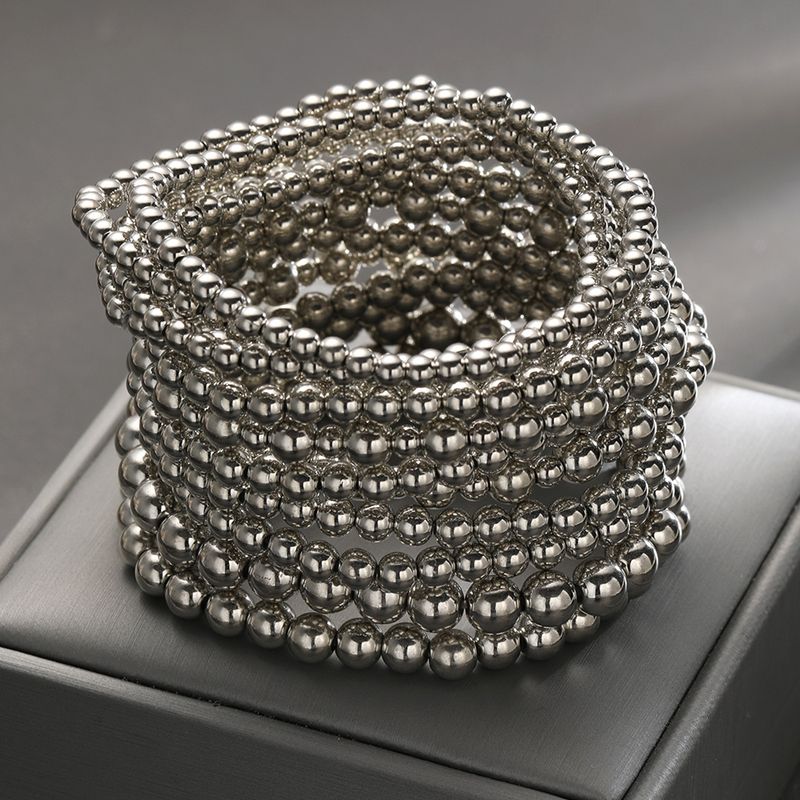 Bracelets New Fully Managed, Minimalist Round Beaded Bracelet Set, Fashionable And Creative Multi Layered Jewelry Set (12 Pieces)._voghion.com