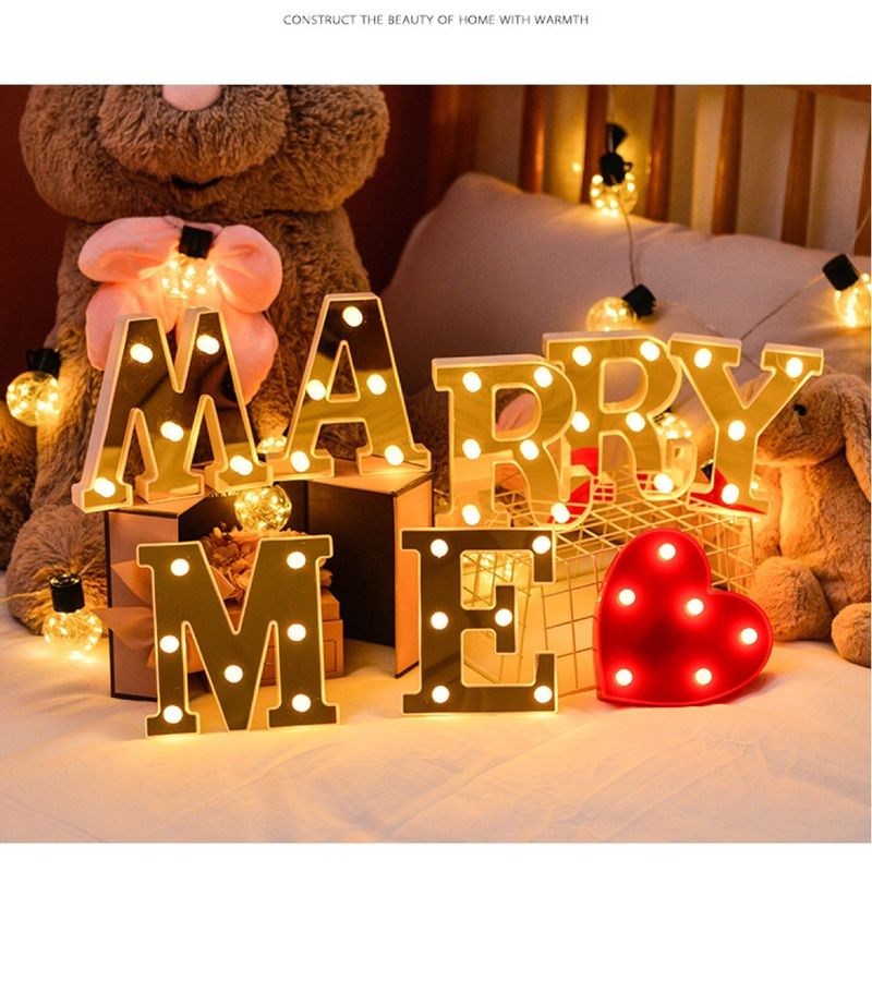 Lettere luminose a LED personalizzate per decorazioni per feste di compleanno - Colori specchio oro, bianco puro, rosso - Dimensioni 16 cm e 22 cm (A-Z, 0-9)_voghion.com