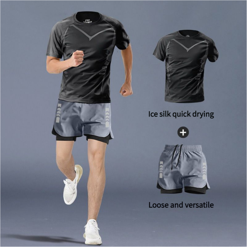 Men's Summer Quick -Dry Fitness Set For Marathon & Track - Field Training_voghion.com