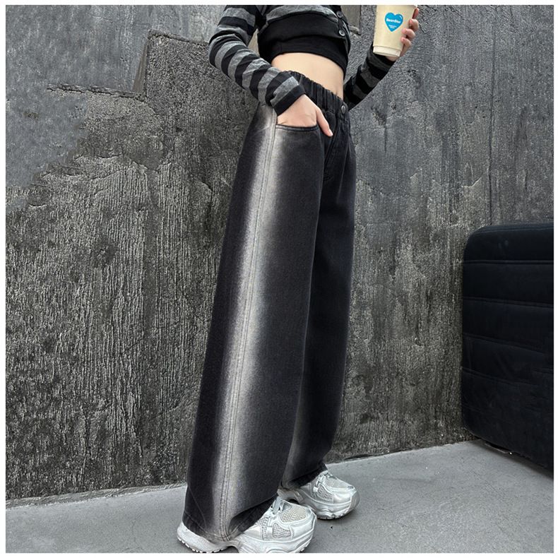 Oblečení pro batolata a dívky, dětské džíny střední a velké velikosti, dětské rovné kalhoty se širokými nohavicemi, podzimní dívčí kalhoty_voghion.com