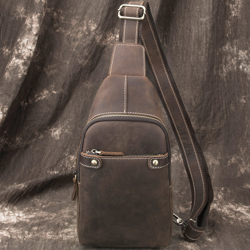 Neue Crazy Horse-Truhe für Herren-Stirnband, Rindsleder-Rucksack, Umhängetasche aus echtem Leder mit einer Schulter, Freizeitsport_voghion.com