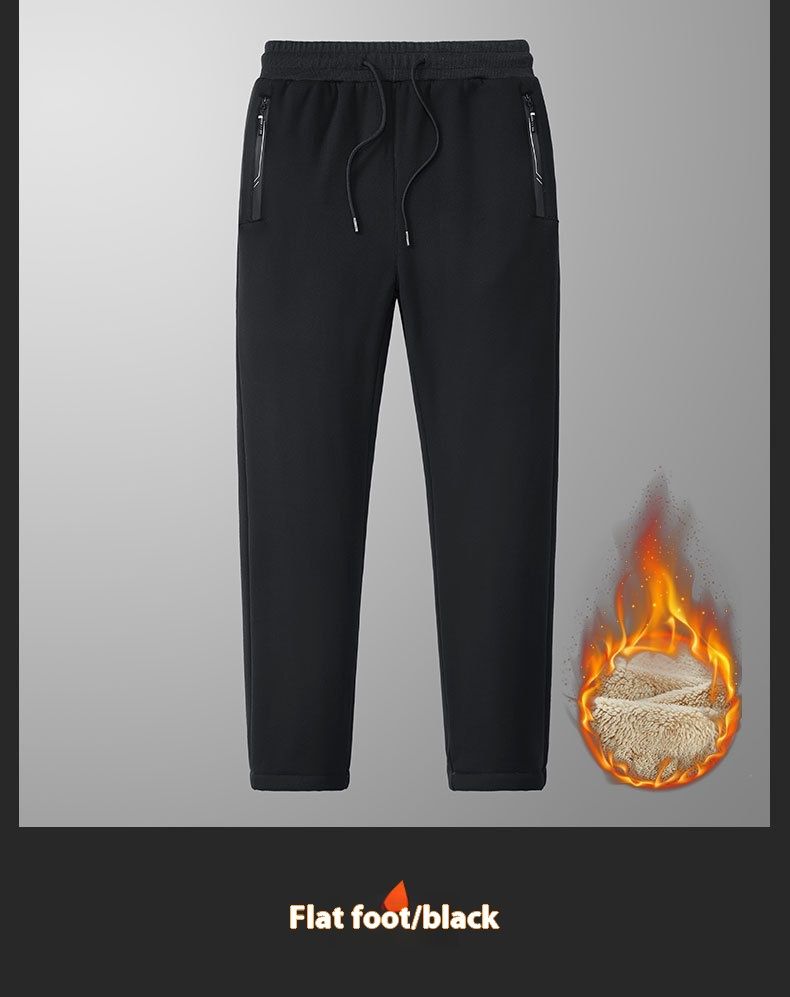 Lammfleece-Hygienehose, übergroß, lässig, mit dicken Knöchelmanschetten, warme Hose, Hose aus Nordbaumwolle_voghion.com