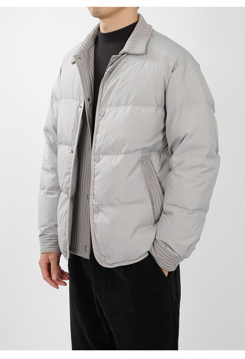 Men's Winter Stand Collar Short Down Jacket With 90% White Duck Down, Fleece Lined, Warm And Stylish Casual Puffer Coat_voghion.com