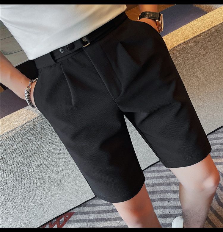 Wholesale men's summer shorts Korean version slim-fitting pinstriped casual five-point pants fashionable youth non-ironing men's pants_voghion.com