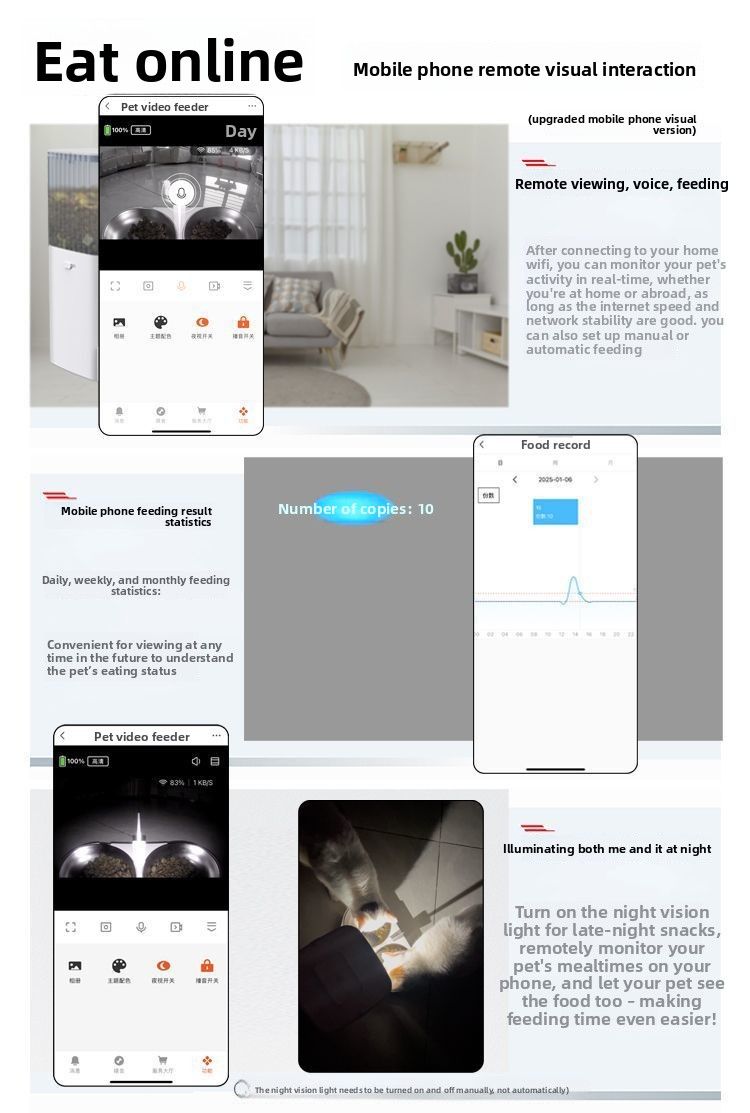 Comedero automático inteligente para gatos con WiFi, temporizador, control remoto y función cuantitativa._voghion.com