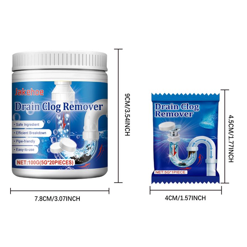 Jakehoe Drain Clog Remover, Toilet Drain Unclogging Deodorant Anti-Clogging Dissolving Cleaning Tablets_voghion.com
