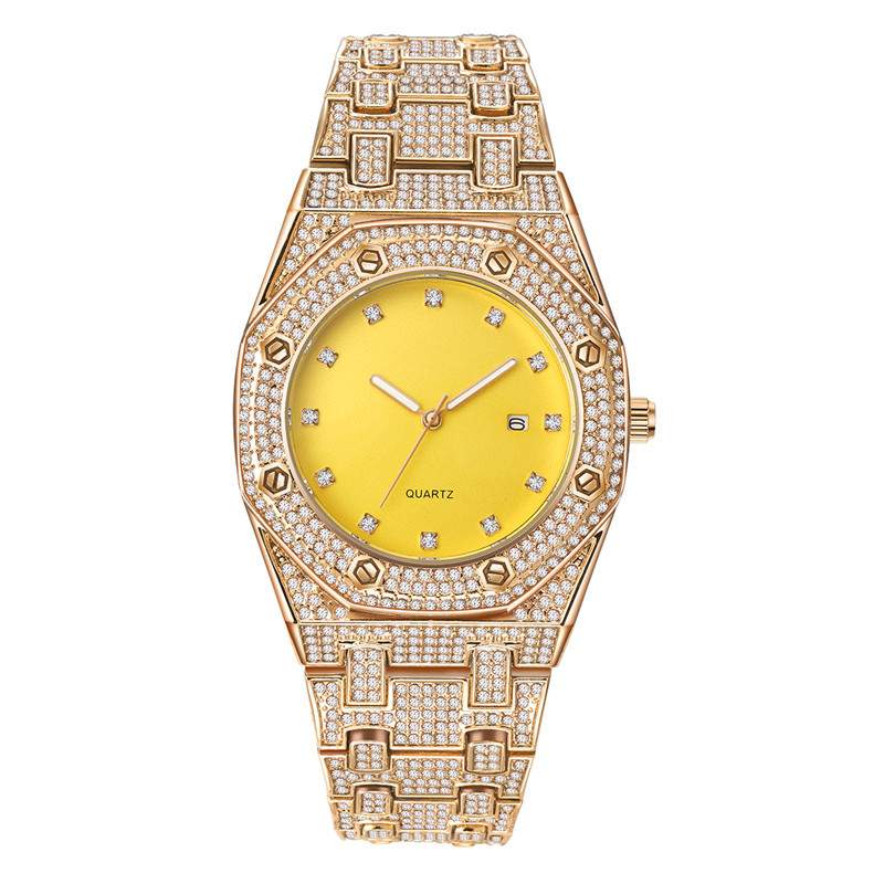 Instagram niche luxury style men's hip-hop diamond inlaid giant sparkling calendar quartz watch for men_voghion.com