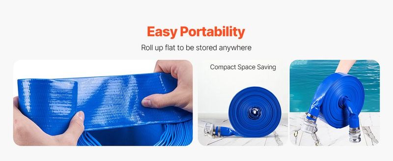 VEVOR Backwash Hose 2 In X 100 Ft Blue High Quality Hose Complete Fittings_voghion.com