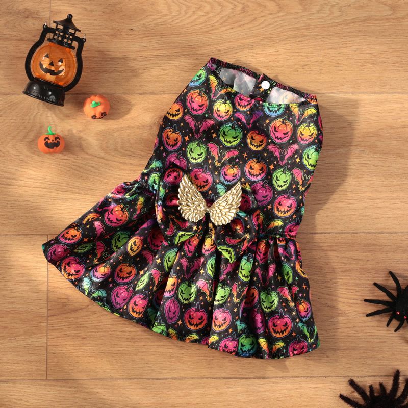 2024 Nuovo Halloween Pet Dog Clothes Zucca Pipistrello Ali Luminose Vestito_voghion.com