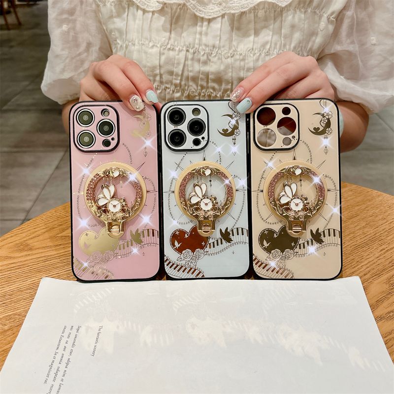 2024 New Luxury Phone Cover,For Iphone 16 15 14 13 Pro Max Rhinestones Case & Magnetic Ring Holder Stand Cases_voghion.com