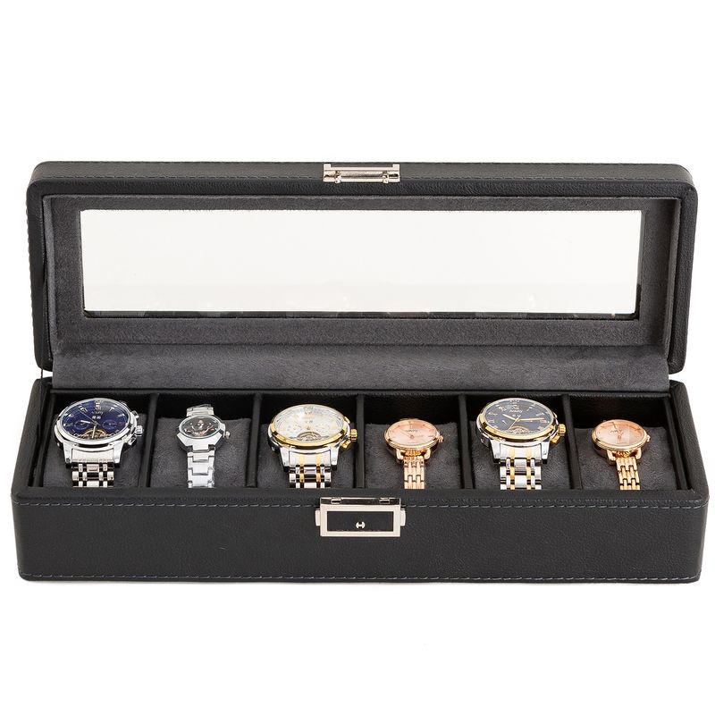 Black Green New Lychee Pattern High End Watch Box 3 Bit 6 Bit 12 Bit Double Layer Watch Jewelry Storage Box_voghion.com