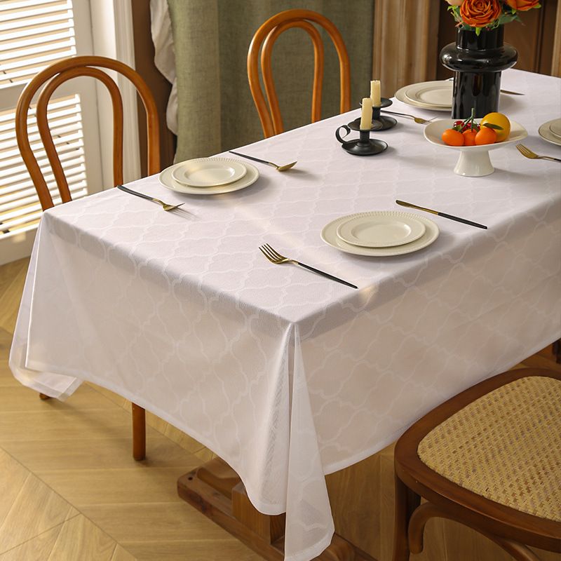 Tovaglia geometrica in pizzo – Moderna tovaglia in poliestere con retro antiscivolo, resistente al calore e alla polvere (diverse misure, bianco/grigio chiaro)_voghion.com