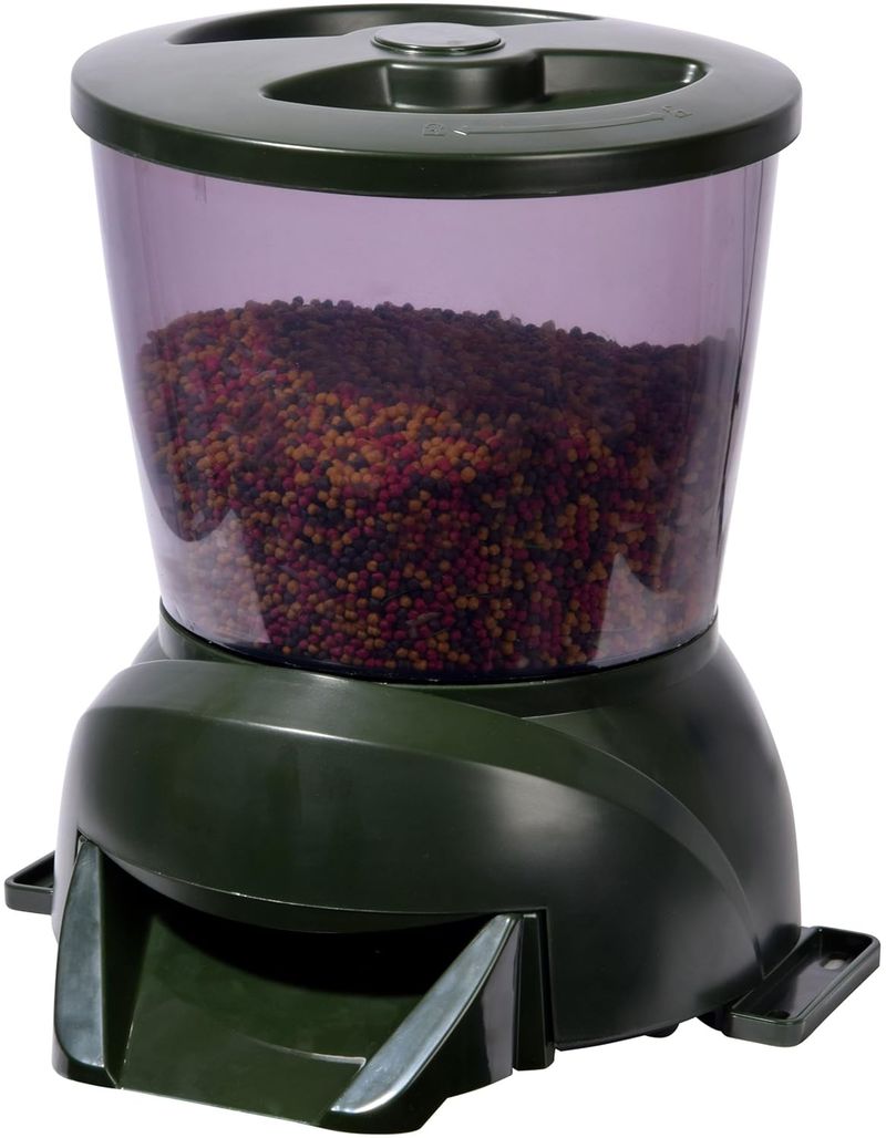 Teich-Fischfutterautomat - Programmierbarer Fisch-Futterspender Mit LCD-Anzeige Für Draußen - Automatischer Fish Feeder - 22 X 22,5 X 26,5 Cm - Vert_voghion.com