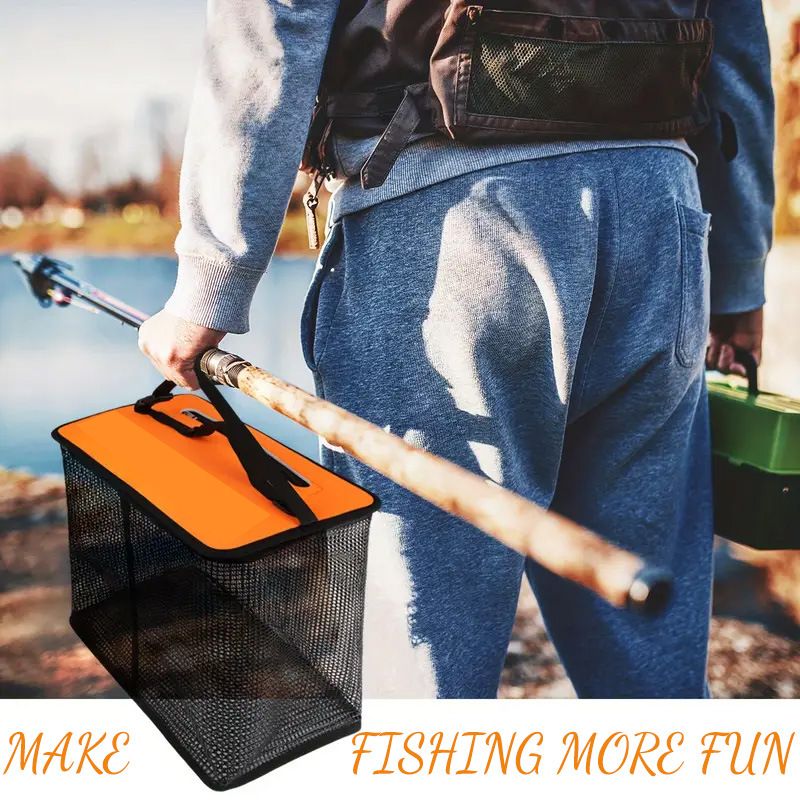 Thickened Floating Fishing Black And Orange Glue Quick-Dry Portable Design Coated Storage Fish Protection Net Bag_voghion.com