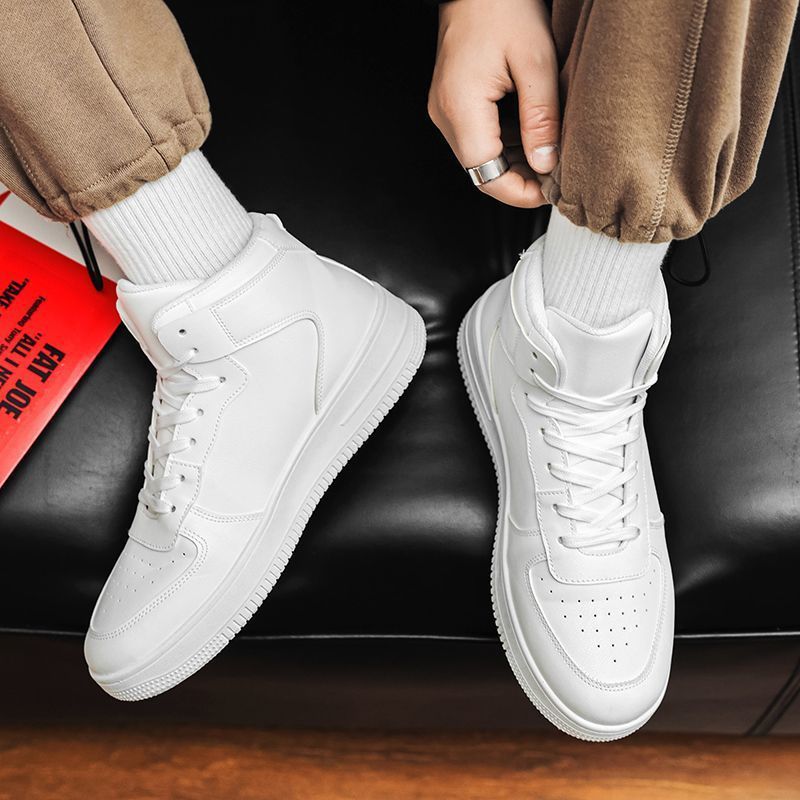 Jesenske i zimske visoke, moderne korejske sportske cipele za 2024., nove muške ležerne, svestrane bijele cipele za muškarce_voghion.com
