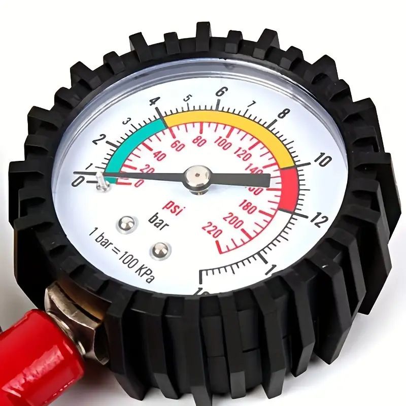 Professional Tire Pressure Gauge With Universal & American Valve Connectors - 0-220PSI High Accuracy, Portable & Durable For Cars, Bikes, Motorcycles_voghion.com