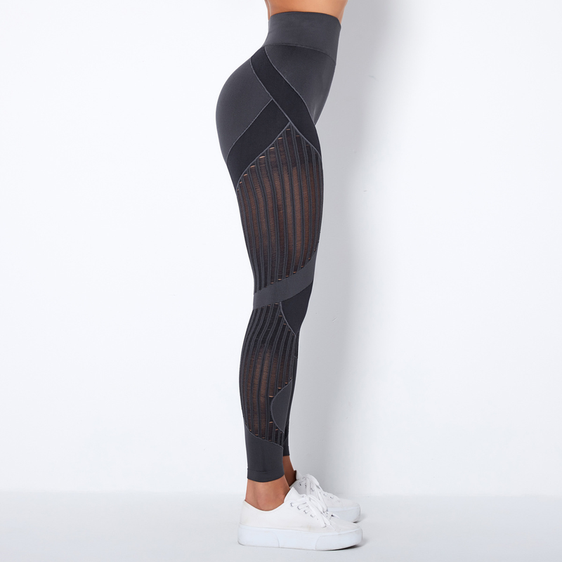 Women's Knitted Quick-drying Hollow Yoga Fitness Pants High Waist Hip Tight Sports Yoga Pants In Stock_voghion.com