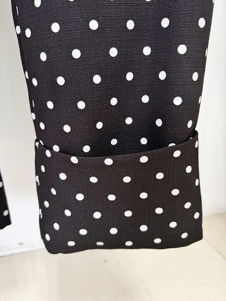 Completo da donna con giacca e pantaloni a due pezzi, con fiocco e decorazione a stella, a pois_voghion.com