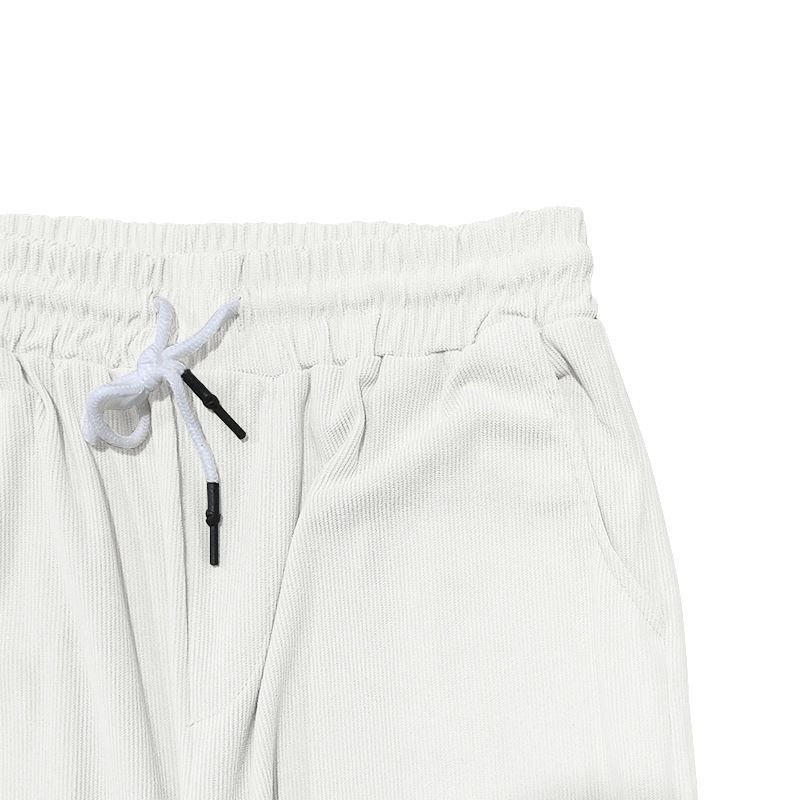 Sommer-Set aus neuem europäischen und amerikanischen Handel für große Herren in Volltonfarbe mit Kragen, kurzen Ärmeln und Hosen-Set mit Reißverschluss, 2-teilig_voghion.com