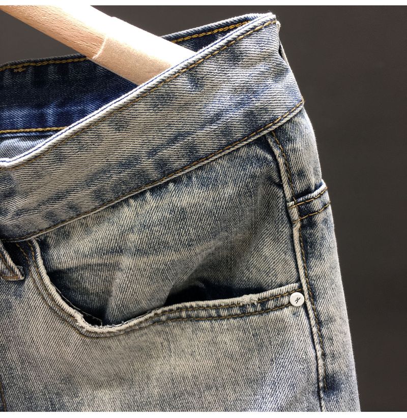 Perforated Jeans, Spring And Internet Famous Cropped Pants, Trendy Outfit, Handsome Small Foot Slim Fit, Summer Men's_voghion.com