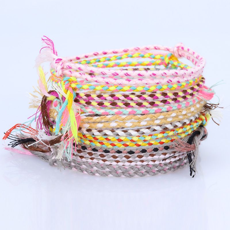 Neues, einfaches Armband mit Sicherheitsschnalle und viersträngigem, farbigem Handseil, Wenwan-Faden, handgewebtes rotes Seilarmband_voghion.com