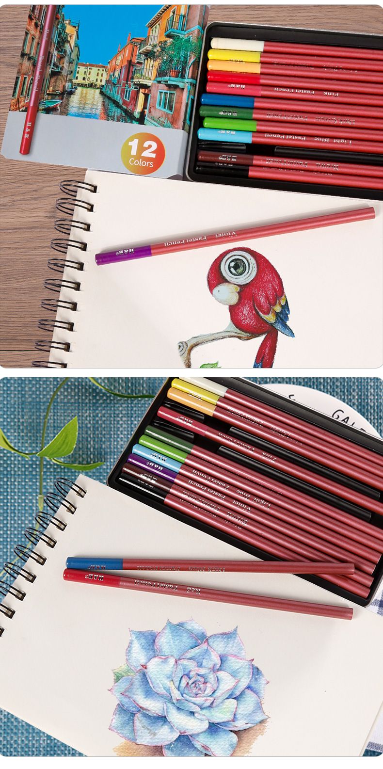 12-Color Charcoal Pencil Set In Metal Tin - Premium Sketching & Drawing Art Supplies For Artists & Beginners_voghion.com
