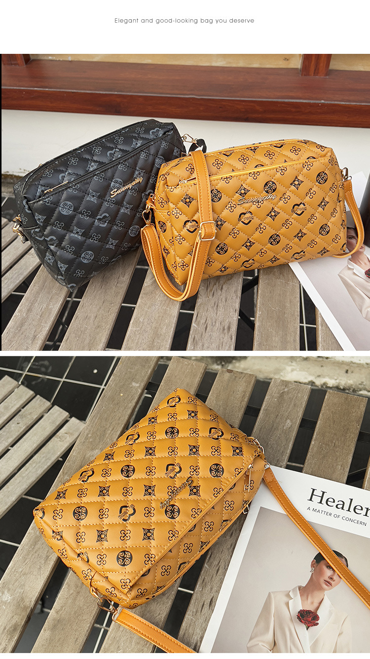 Three Layer Zippehot Selling Zippered Camera Bag in Large Capacity and Convenient Makeup Bag Fashionable Storage Bag Embroidered Shoulder Bag_voghion.com