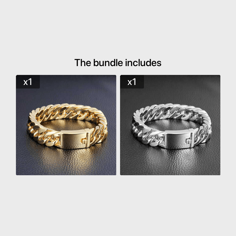 Moda Masculina Banhado A Ouro 10mm Pulseira Liga Dupla Fivela Pulseira Atmosférica Moderna_voghion.com