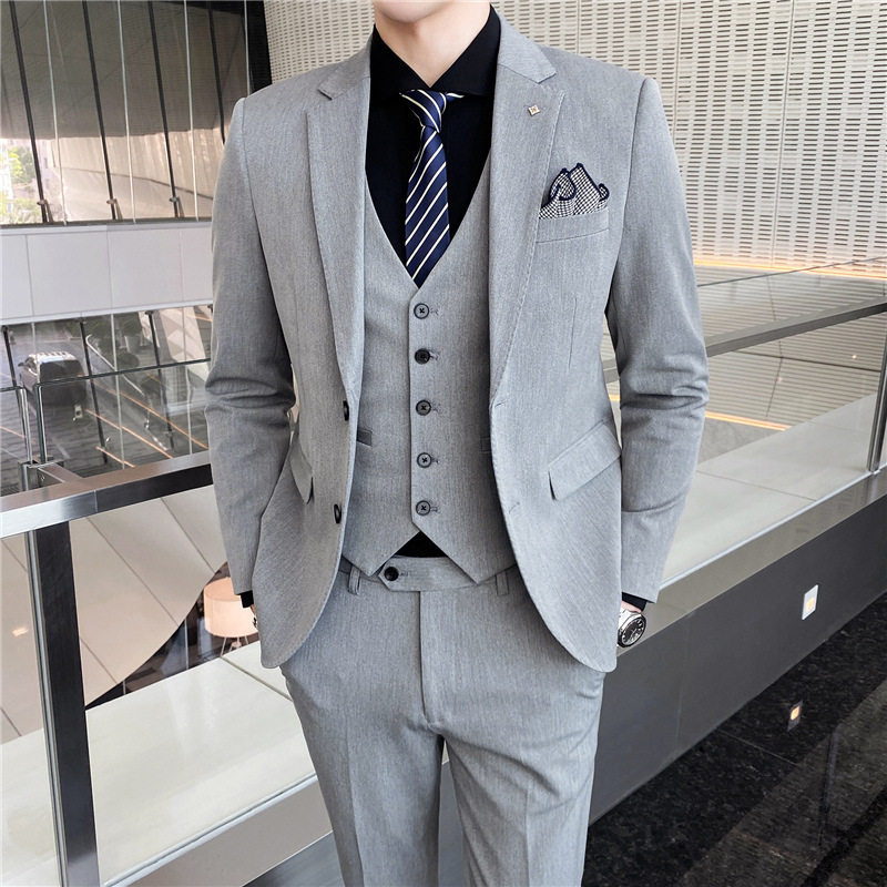Herren-Set 2023, koreanische Version, Slim-Fit, geschäftlich, professionell, formeller Trauzeugenanzug, Hochzeitskleid des Bräutigams_voghion.com