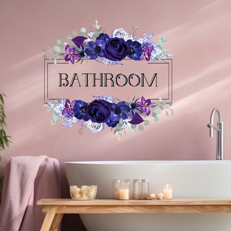 Blue Rose PVC N1695 Bathroom Decoration Self Adhesive Wall Stickers_voghion.com