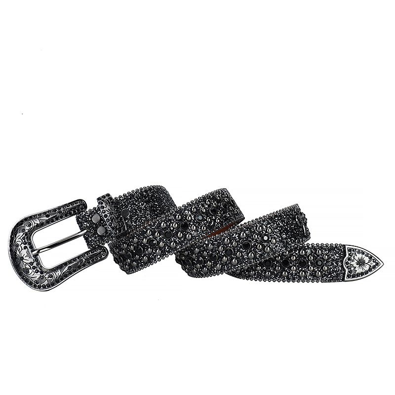 Wasserdiamantgürtel, universell für Männer und Frauen, handgefertigte personalisierte Street Dark Style Fashion Hose mit Nieten_voghion.com