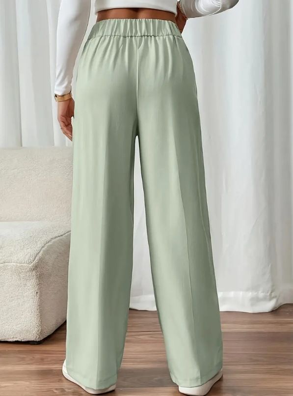 Dameskleding Drape Mopping Casual Broek Hoge Taille Broek Losse Temperament Recht Niche Ontwerp Effen Kleur Broek_voghion.com