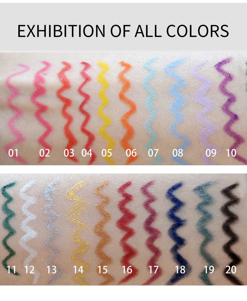 Nuova matita per sopracciglia a 20 colori ad asciugatura rapida Gel per eyeliner anti sudore Penna per ombretto rotante estremamente fine_voghion.com