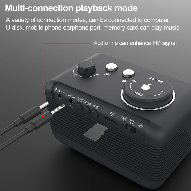 Haut-parleur Bluetooth sans fil M9, réveil de bureau multifonctionnel, prise en charge de la carte TF, du disque U et de la prise AUX UK (noir)_voghion.com