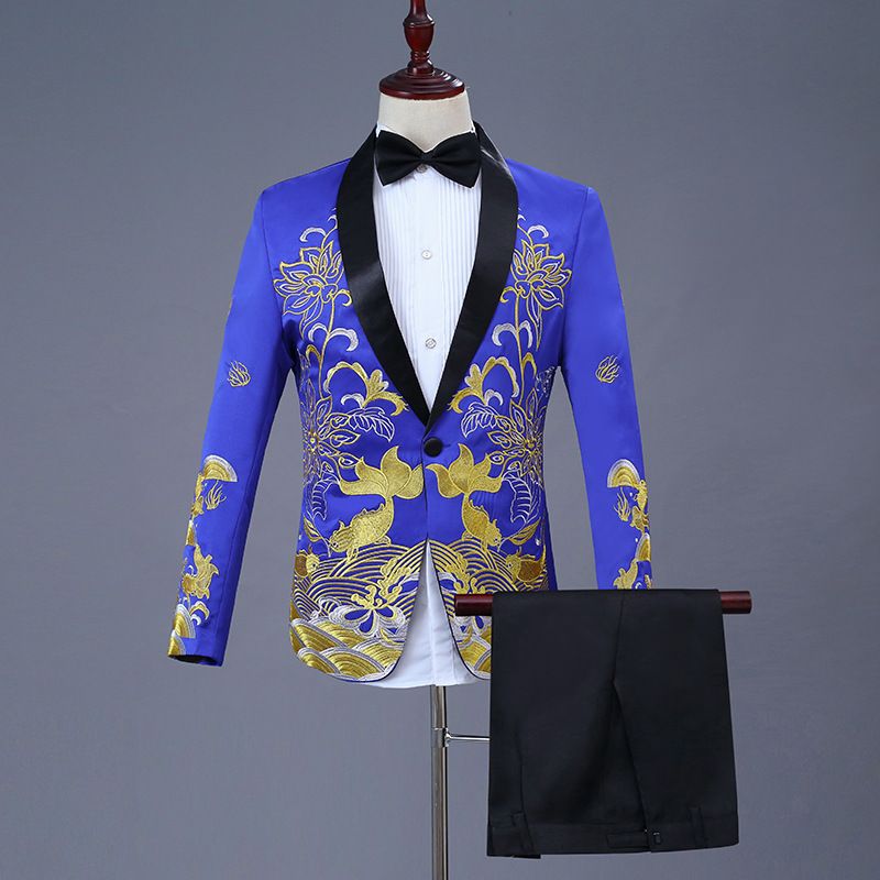 CT Performance Herrenanzug-Set im chinesischen Stil für Erwachsene, Hochzeit, Sänger, Bühne, Chor, Moderator, Kostüm, Abendgarderobe_voghion.com