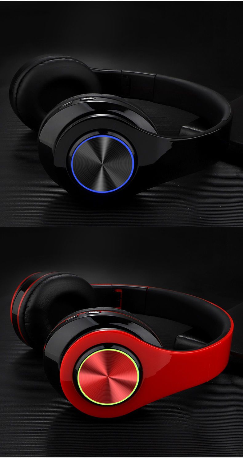 Svijetleće Bluetooth slušalice za montažu na glavu, jaki bas, visoka kvaliteta zvuka, bežične sportske slušalice za igranje mobilnih poziva_voghion.com