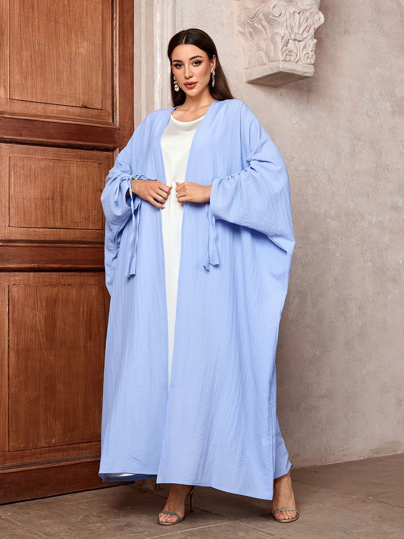 Abito lungo musulmano alla moda da donna, cardigan aperto, elegante gonna lunga con nappa_voghion.com