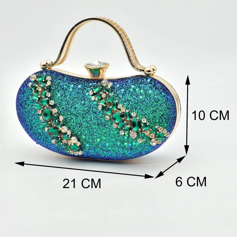 Vintage Diamant-Set klobige Sandalen mit Abendessen Tasche Set Mode Design Strass Abendtasche_voghion.com