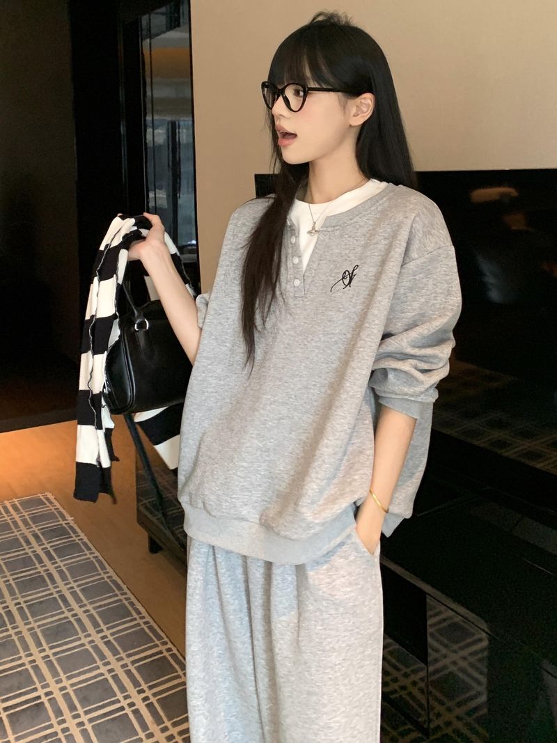 Tuta sportiva casual da donna per il pendolarismo, felpa a maniche lunghe in due pezzi di alta qualità per autunno e inverno_voghion.com