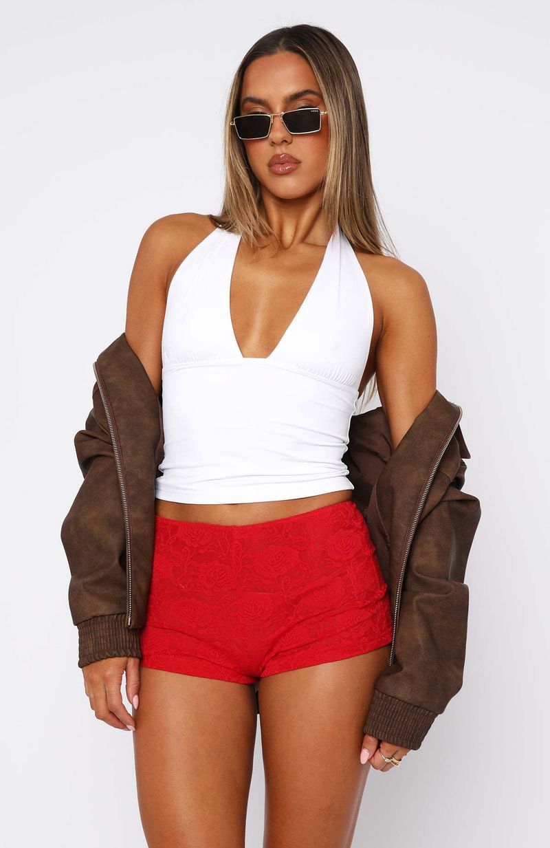 Canotta da donna sexy con scollo a V profondo, senza spalline, vestibilità attillata, tinta unita, semplice e piccola_voghion.com