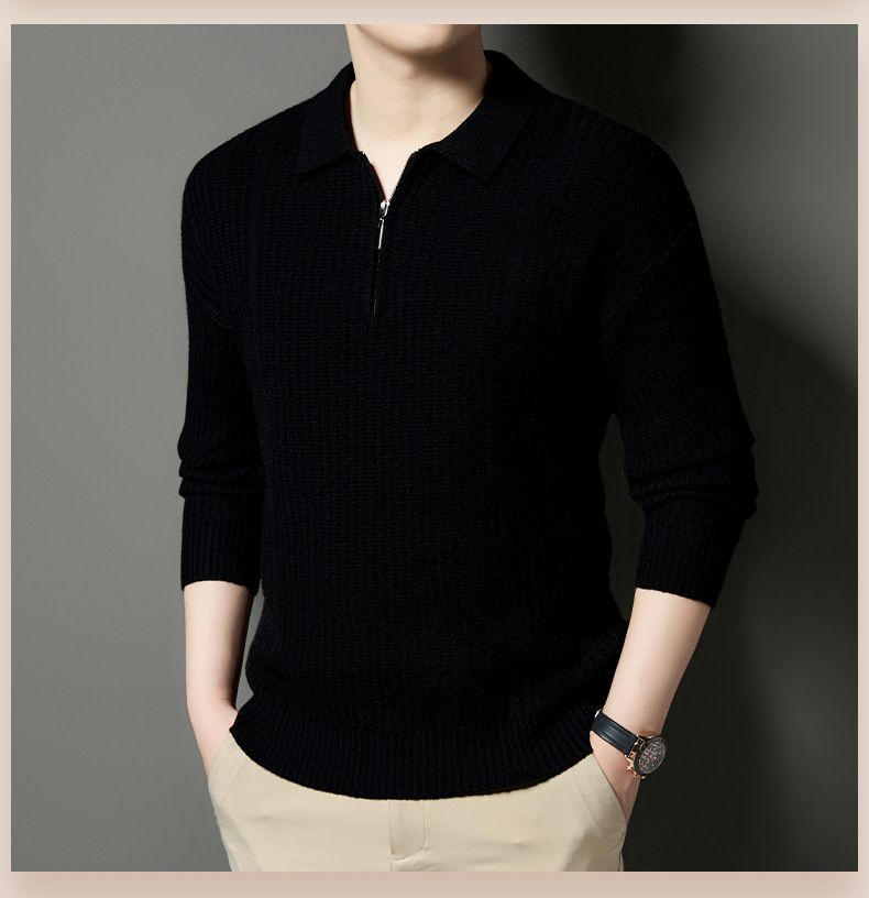 Herren-Strickpullover mit Halbreißverschluss – Stehkragen mit Zopfmuster, warm und stylisch für den Winter_voghion.com
