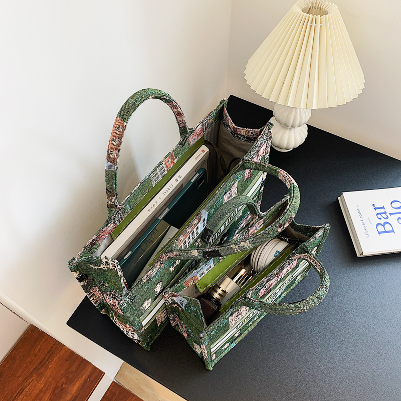 Canvas-Tasche für Damen mit großem Fassungsvermögen, neue trendige All-Match-Handtasche. Beliebte High-End-Mode, grenzüberschreitende Einkaufstasche im explosiven Stil_voghion.com