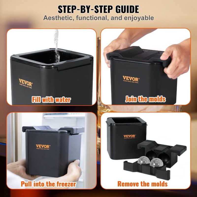 Sfera di ghiaccio a 4 cavità, morsetto da 2,36 pollici con sfera di stoccaggio, sfera trasparente rotonda, cubo di ghiaccio trasparente, ghiaccio e ghiaccio, sacchetto per il ghiaccio_voghion.com