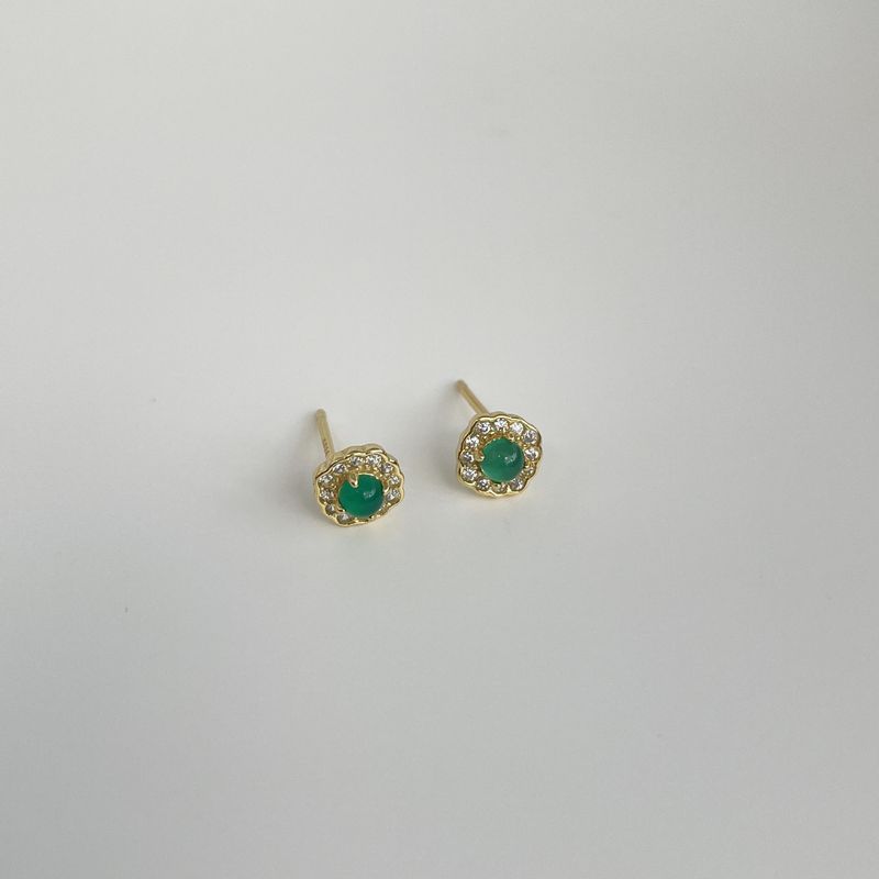 Tiqi S Pure Silver Emerald Chalcedony For Women, Small Exquisite Geometric Square Ea, Fashionable And Luxurious_voghion.com