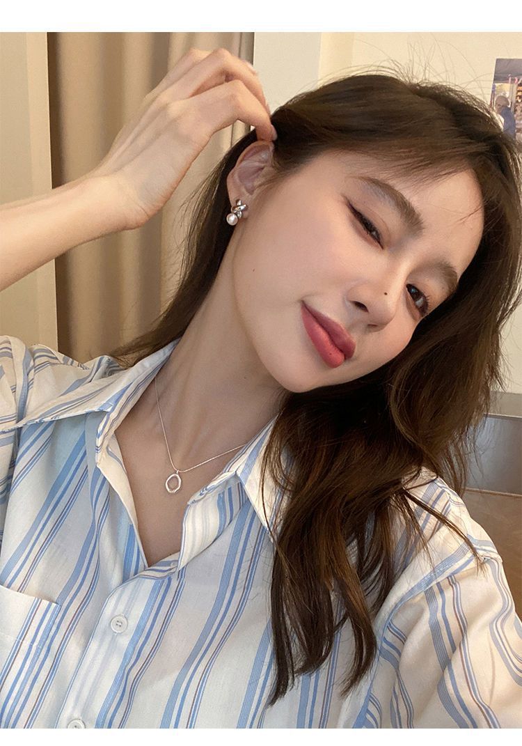 Light luxury niche irregular ins water droplet pure silver necklace 2024 new minimalist high-end collarbone chain best_voghion.com