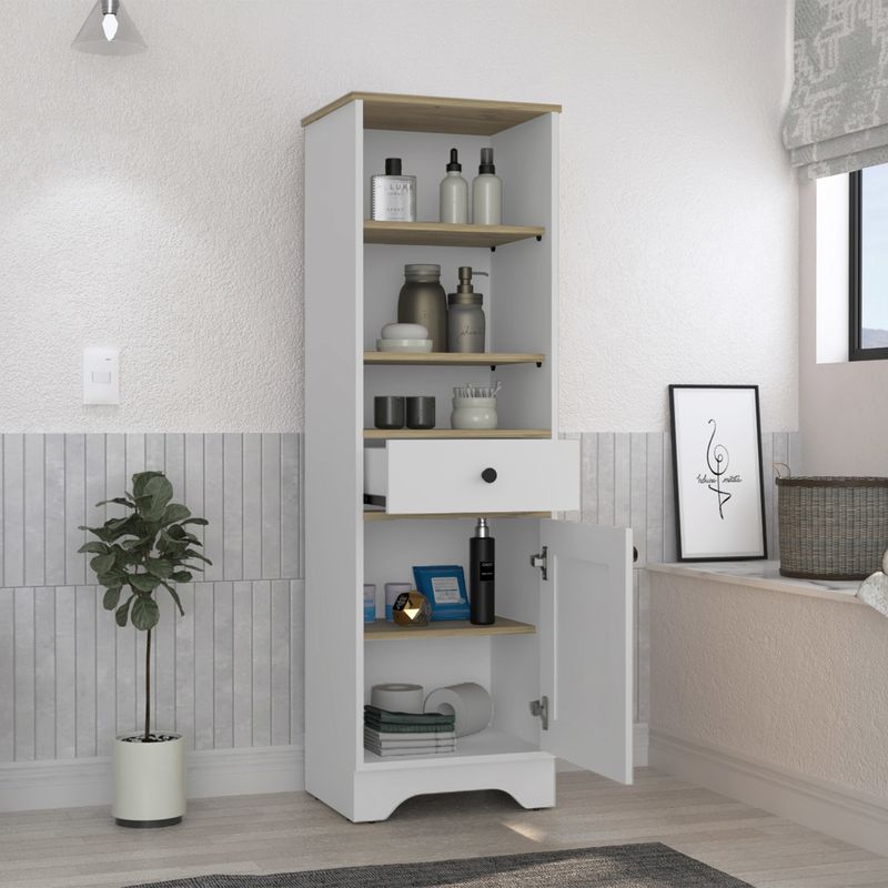 St. Clair Linen Cabinet, Two Interior Shelves, Two Open Shelves_voghion.com
