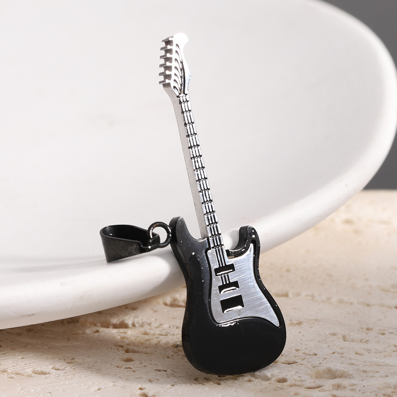 New Instagram internet celebrity personality trend hip-hop stainless guitar pendant street rap titanium steel necklace_voghion.com