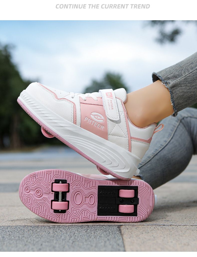 Heelys Kinderschoenen Vierwieler Studentenversie Sportschoenen Dubbele Rij Goedkope Heren- en Damesschaatsen Vliegende Schoenen Met Wielen Kinderschoenen_voghion.com