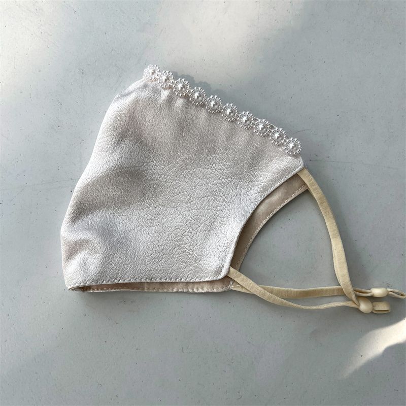 Temperament Perlentextur Seidenmaske Winddichte verstellbare Thermomaske_voghion.com